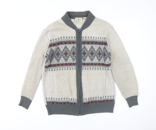 Greenwoods Men's Beige Full Zip Cardigan M