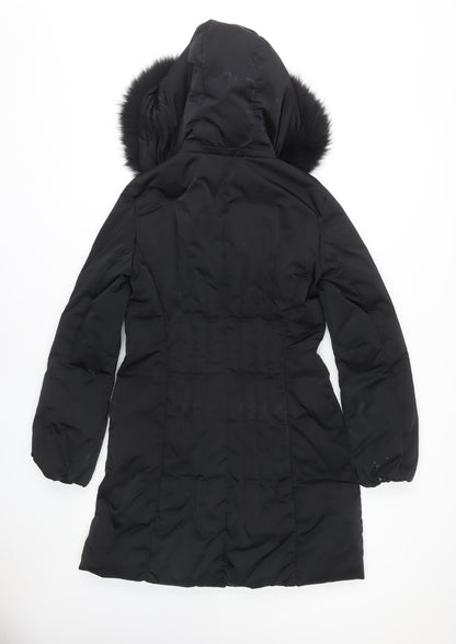 Laurèl Women's Black Puffer Jacket Size 8 Fur Trim