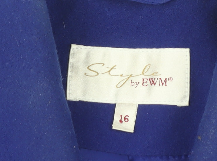 Womens UK Size 16 Style by EWM Blue Pea Coat