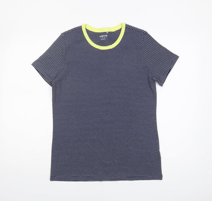 Lands' End Women's Blue Striped T-Shirt, M, Short Sleeve