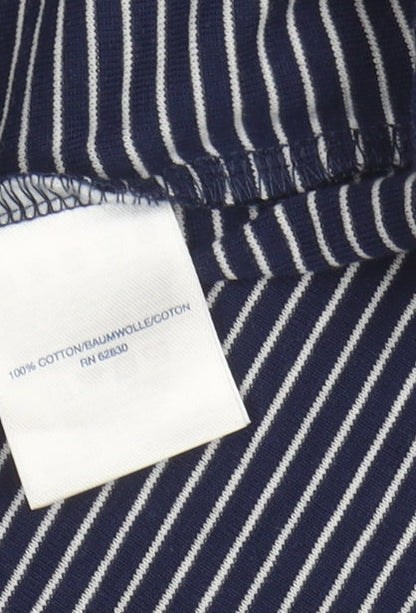 Lands' End Women's Blue Striped T-Shirt, M, Short Sleeve