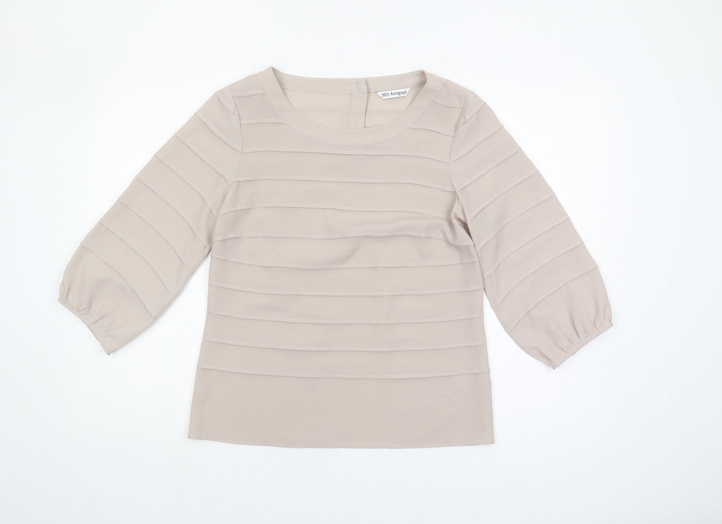Womens UK Size 10 Marks and Spencer Beige Basic Blouse