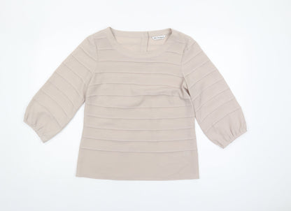 Womens UK Size 10 Marks and Spencer Beige Basic Blouse