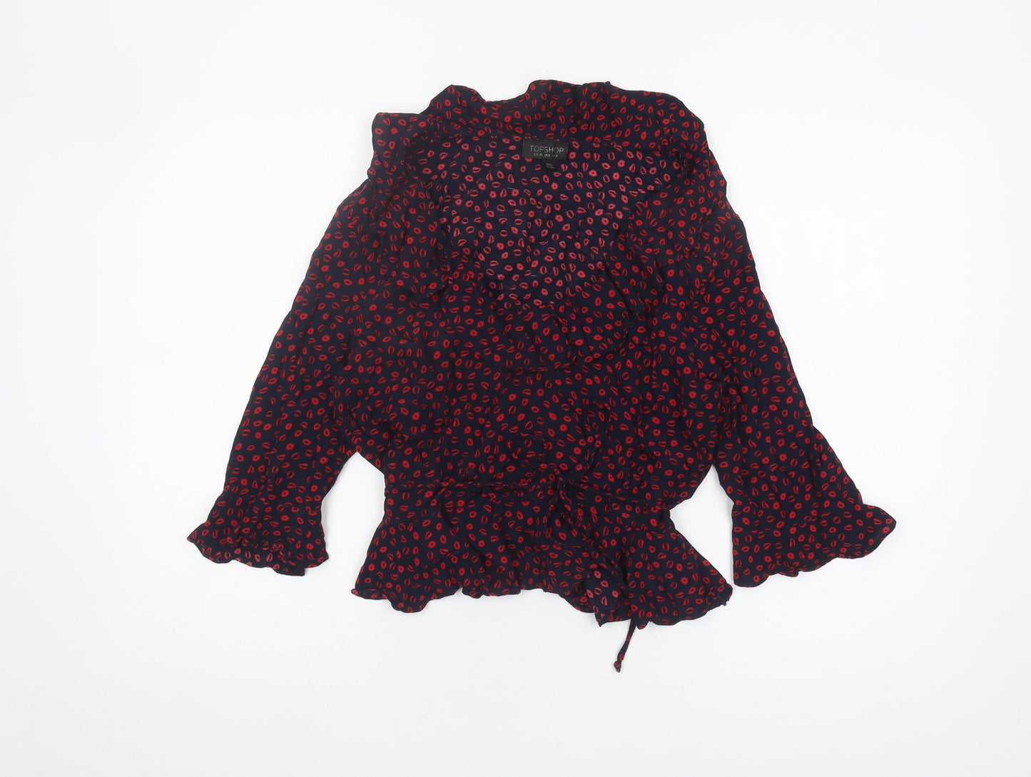 Womens UK Size 12 Topshop Multicoloured Wrap Blouse