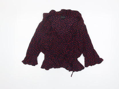 Womens UK Size 12 Topshop Multicoloured Wrap Blouse