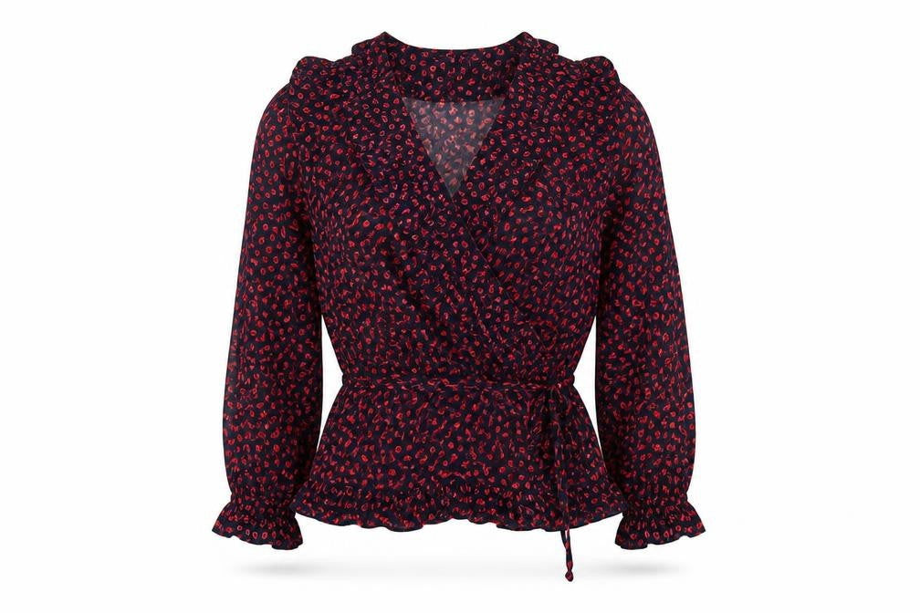 Womens UK Size 12 Topshop Multicoloured Wrap Blouse