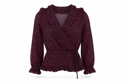 Womens UK Size 12 Topshop Multicoloured Wrap Blouse