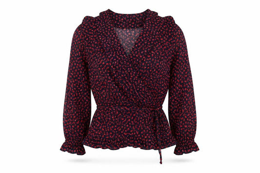 Womens UK Size 12 Topshop Multicoloured Wrap Blouse