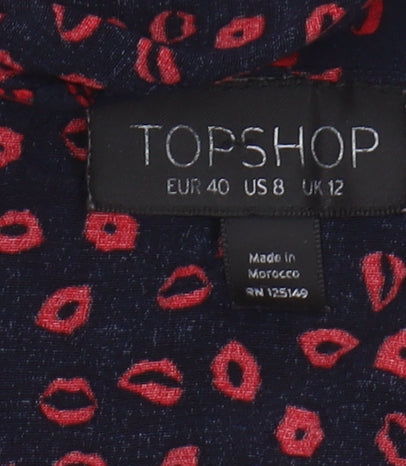 Womens UK Size 12 Topshop Multicoloured Wrap Blouse