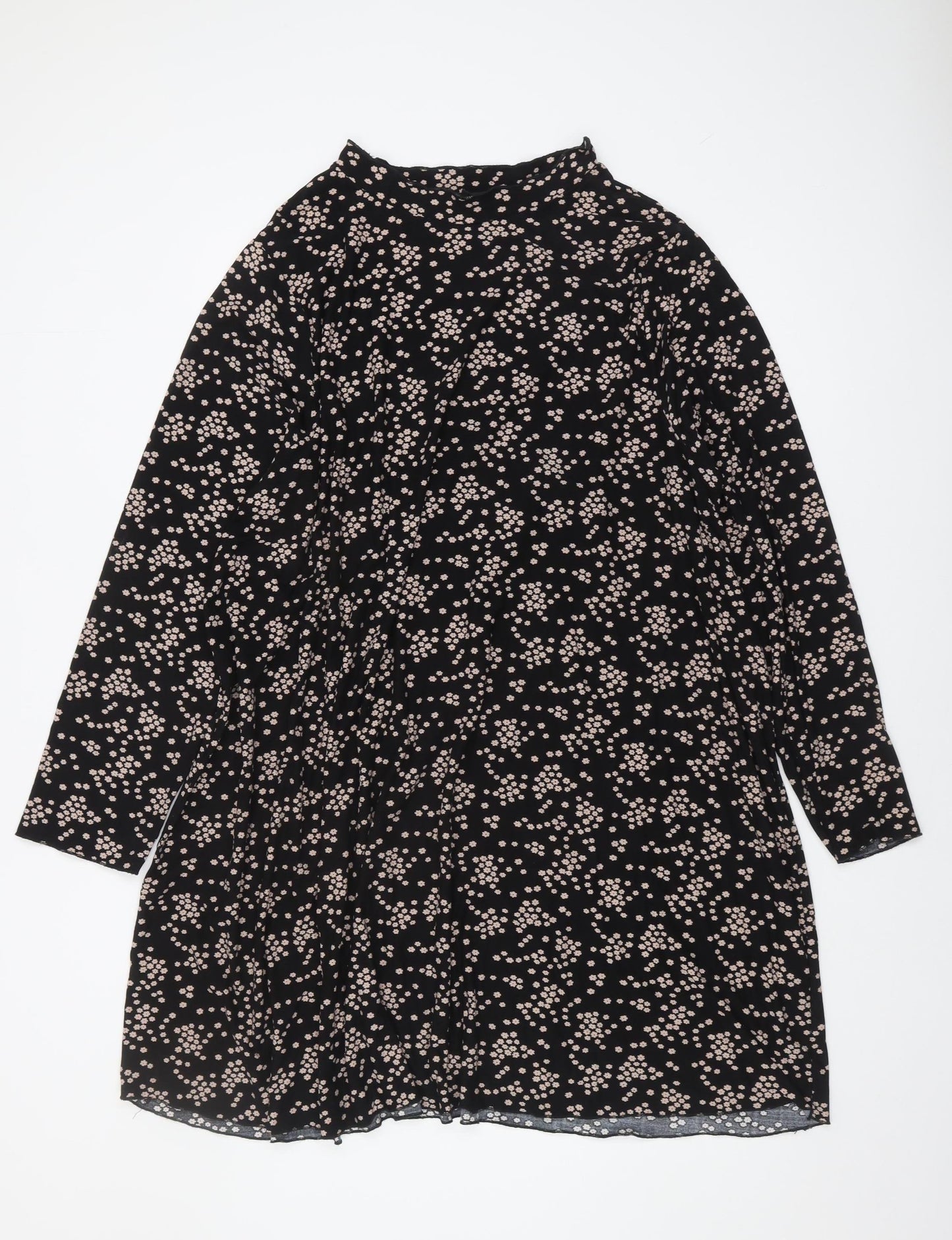 New Look Women Black Floral Long Sleeve Shift Dress