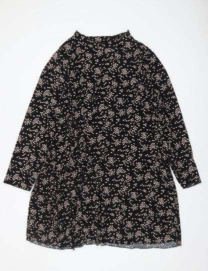New Look Women Black Floral Long Sleeve Shift Dress
