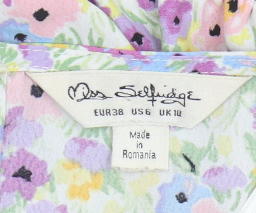 Womens UK Size 10 Miss Selfridge Multicoloured Basic Blouse
