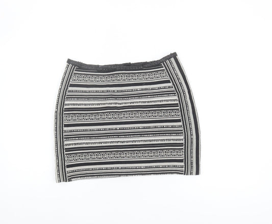 H&M Women's Black Geometric Pencil Skirt, Size 10