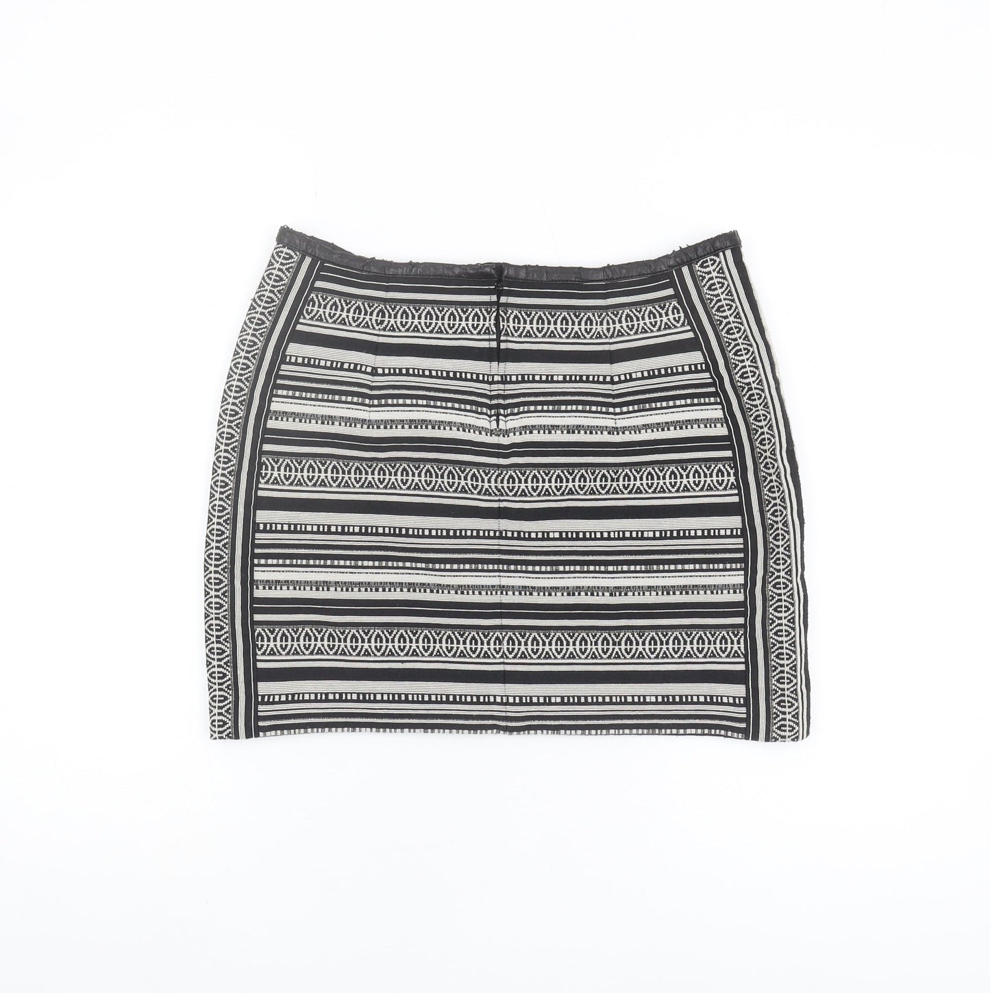 H&M Women's Black Geometric Pencil Skirt, Size 10