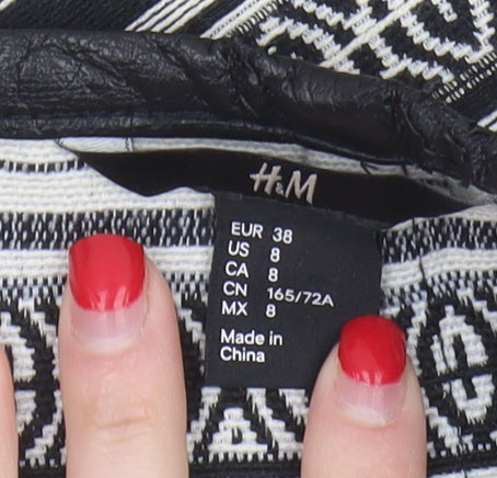 H&M Women's Black Geometric Pencil Skirt, Size 10