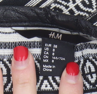 H&M Women's Black Geometric Pencil Skirt, Size 10