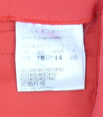Luisa Cerano Women's Red Pleated Trousers Size 18