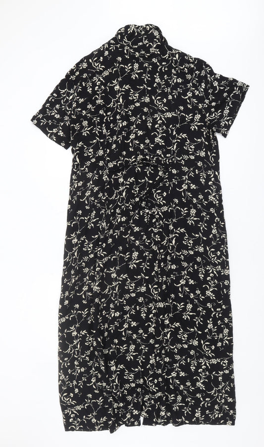 Dorothy Perkins Women's Black Floral Shirt Dress Size 18