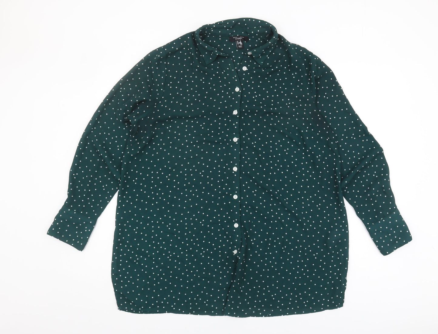Womens UK Size 14 New Look Green Basic Button-Up