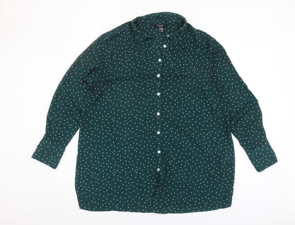 Womens UK Size 14 New Look Green Basic Button-Up