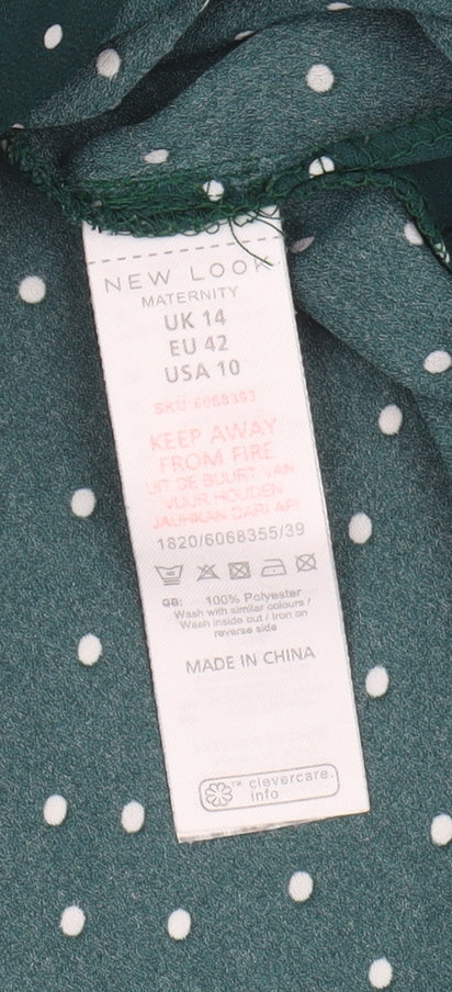 Womens UK Size 14 New Look Green Basic Button-Up