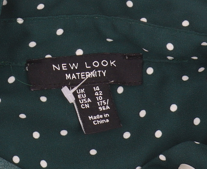 Womens UK Size 14 New Look Green Basic Button-Up