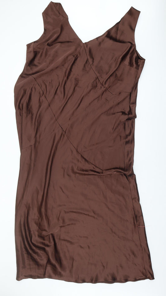 ASOS Women's Brown Slip Dress Plus Size V-Neck