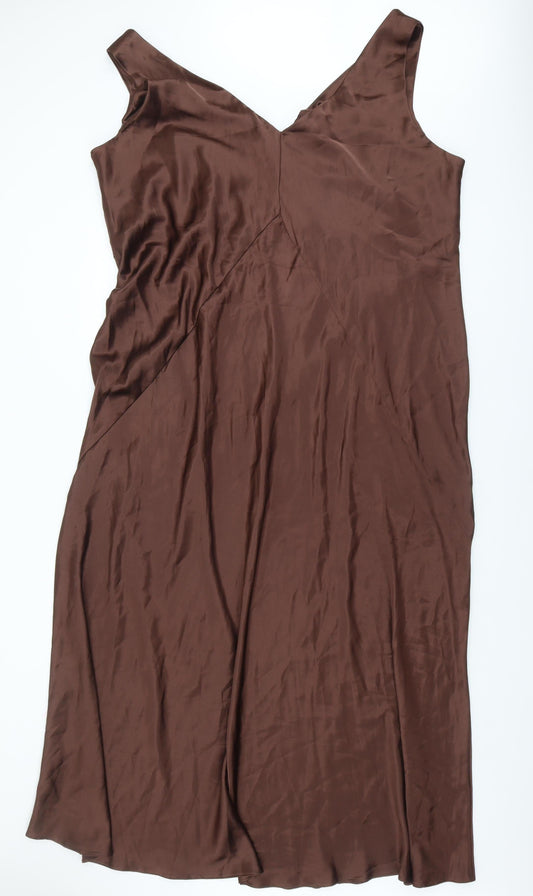 ASOS Women's Brown Slip Dress Plus Size V-Neck