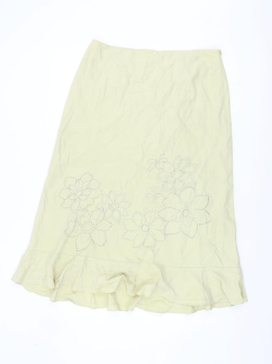 Kaliko Women's Ivory Floral Embroidered Skirt