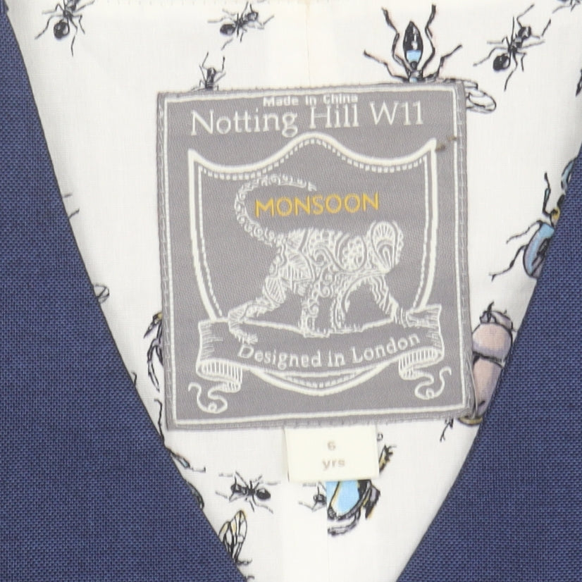 Monsoon Boys Blue Suit Waistcoat 6 Years