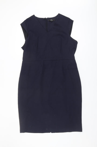 Next Women's Navy Sheath Dress V-Neck Size 16