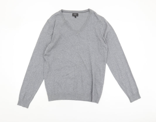 Next Men's Grey V-Neck Pullover Jumper - Size S