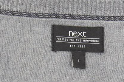 Next Men's Grey V-Neck Pullover Jumper - Size S