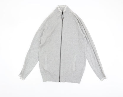 Marks and Spencer Men's Grey Full Zip Jumper, Size S