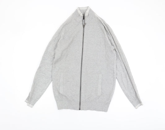 Marks and Spencer Men's Grey Full Zip Jumper, Size S