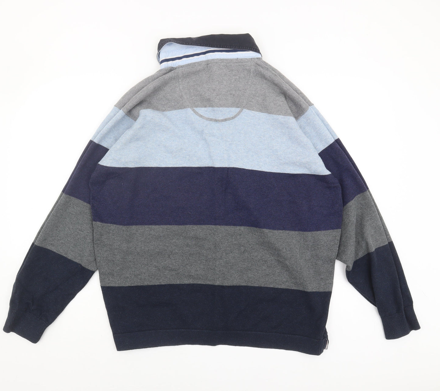 Marks and Spencer Men's Blue Striped Pullover Jumper L