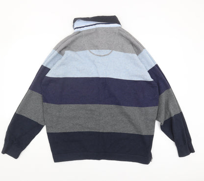 Marks and Spencer Men's Blue Striped Pullover Jumper L