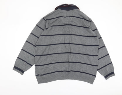 Marks & Spencer Men's Grey Striped Pullover Jumper L