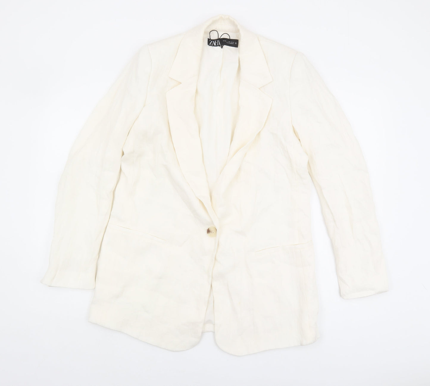 Zara Women's Ivory Blazer XS Viscose One-Button