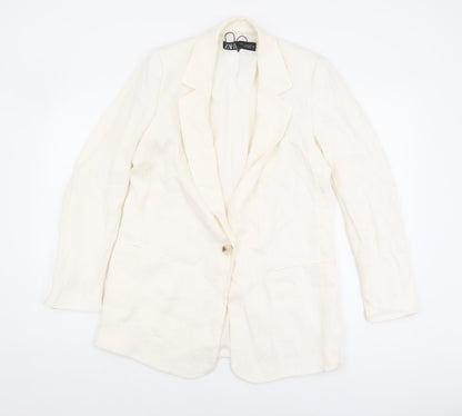 Zara Women's Ivory Blazer XS Viscose One-Button
