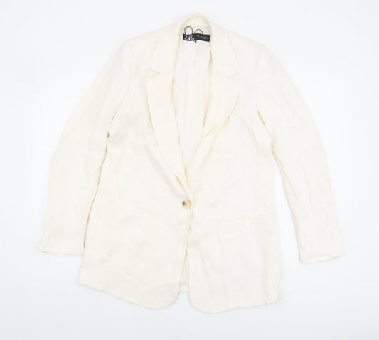 Zara Women's Ivory Blazer XS Viscose One-Button
