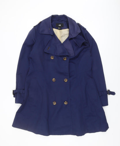 Womens UK Size 14 H&M Blue Trench Coat