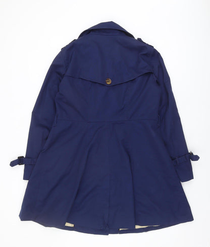Womens UK Size 14 H&M Blue Trench Coat