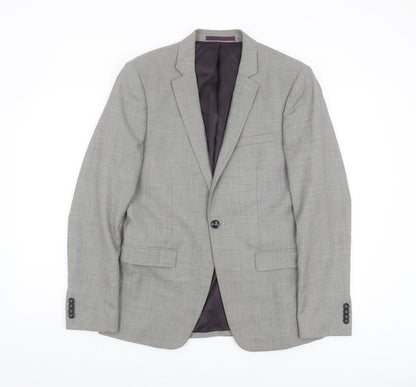 Mens UK Size 38 Topman Regular Grey Suit Jacket