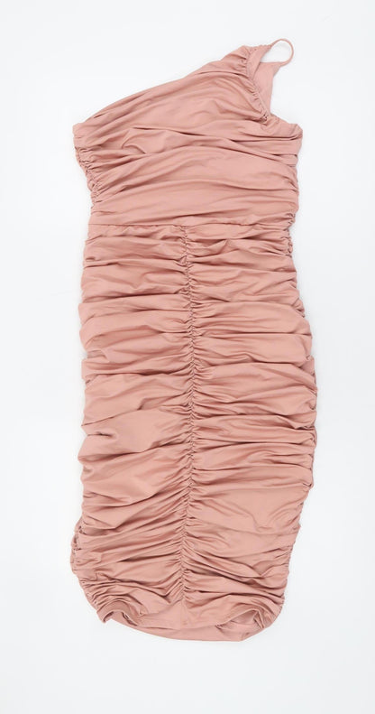 Lipsy Women’s Pink Ruched Dress Size 12