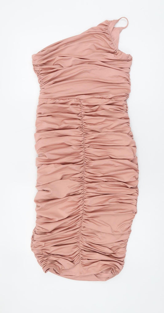 Lipsy Women’s Pink Ruched Dress Size 12