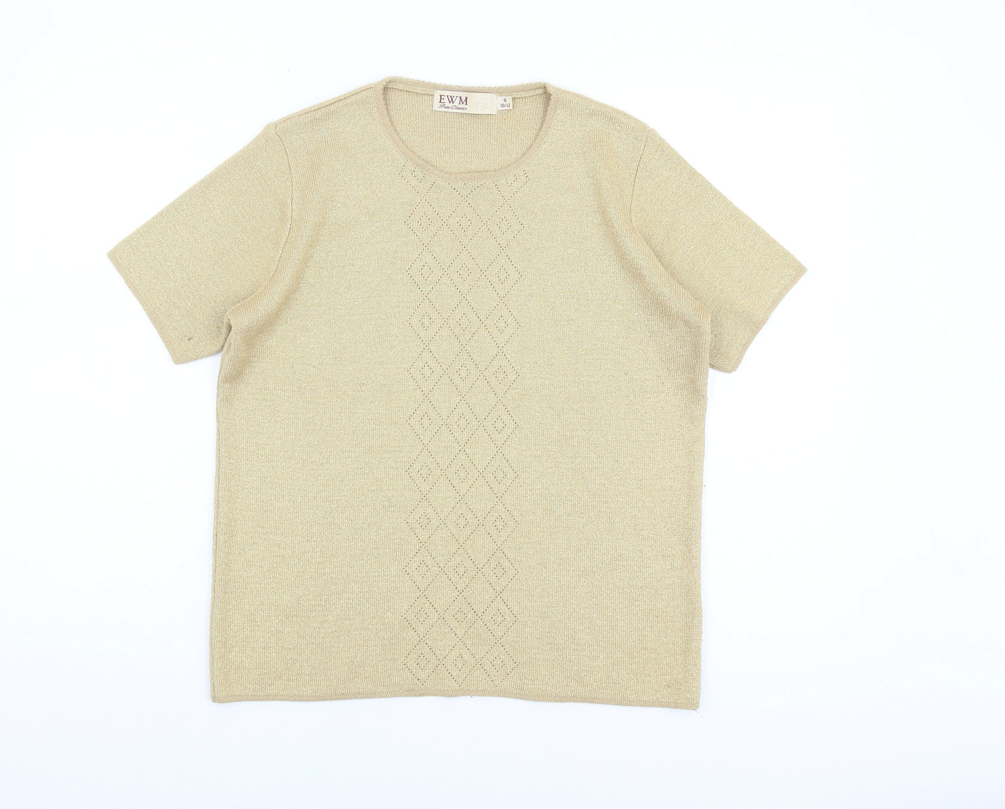 EWM Women's Beige Pullover, S, Crew Neck Knit Jumper