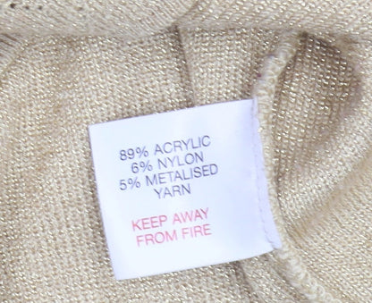 EWM Women's Beige Pullover, S, Crew Neck Knit Jumper