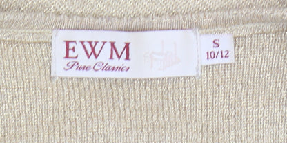 EWM Women's Beige Pullover, S, Crew Neck Knit Jumper
