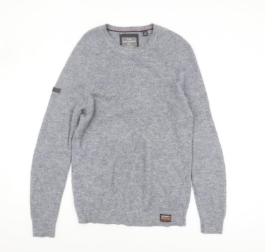 Superdry Men's Blue Cotton Pullover Jumper Medium